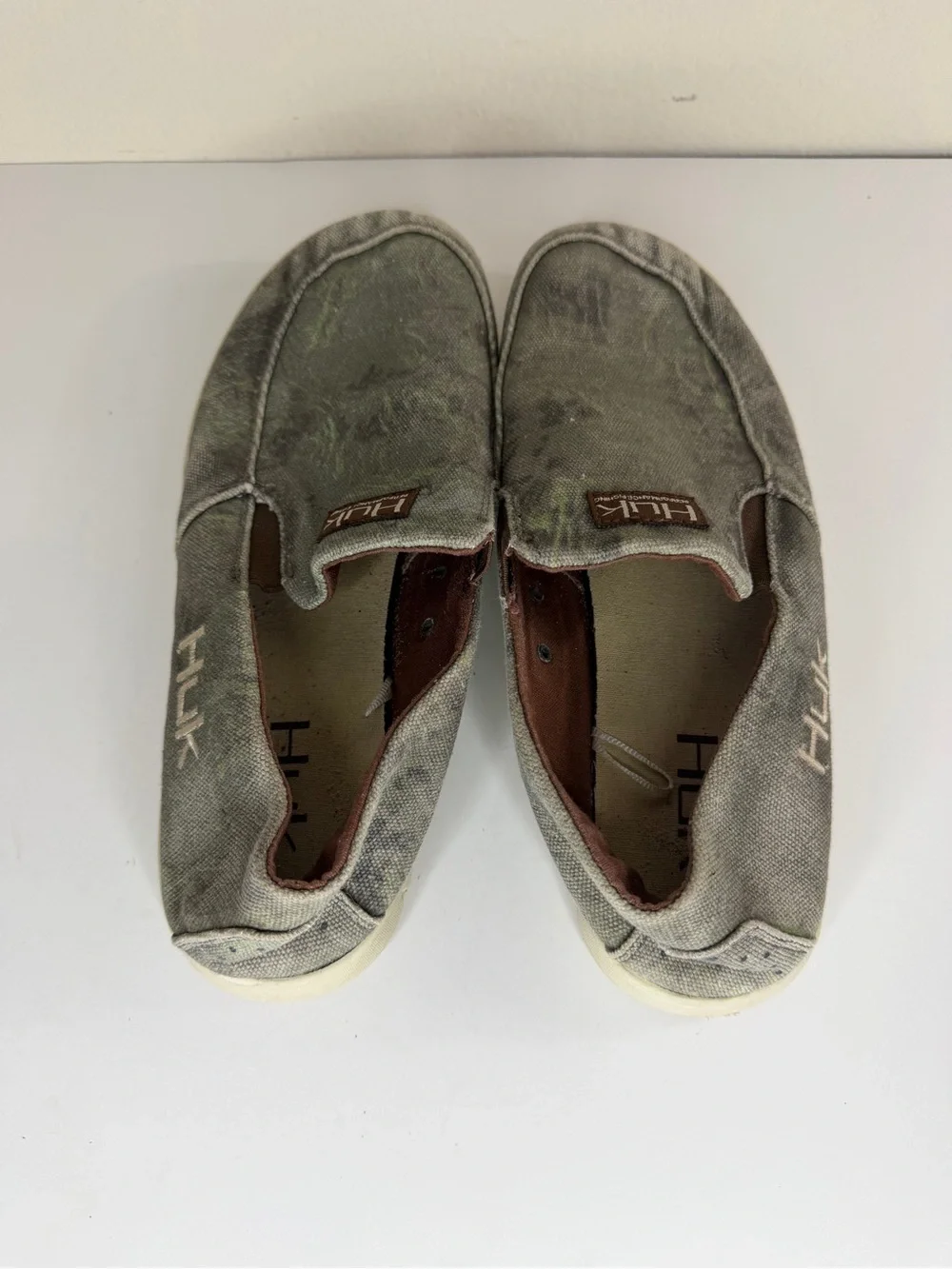 HUK Performance Brewster Slip-on Deck Shoes Fishing Grey Mens Size 44 US 10